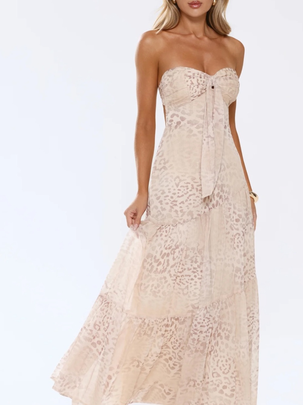 Hello Molly Cloud Leopard Strapless Maxi Dress